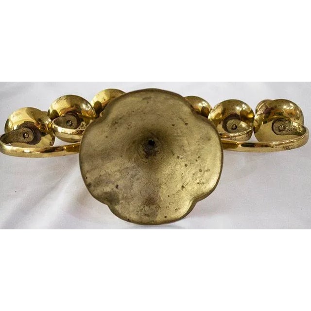 Early 21st Century Antique Solid Brass Swing 7 Arm Menorah Candelabra Candle Holder For Sale - Image 5 of 5