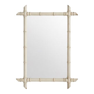 Early 20th Century Large White Bamboo Framed Mirror For Sale