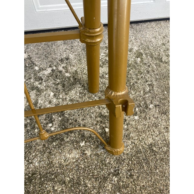 Late 19th Century Antique Gold Painted Cast Iron Full Size Bed Frame - Set of 2 For Sale - Image 6 of 8
