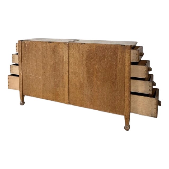 Oak Partner Desk with Twin Sided Drawers and Filing Cabinet, 1930s For Sale