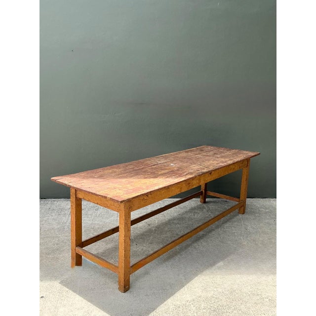 Early 20th Century Vintage Belgian Monumental Rustic Wood Farm Table For Sale - Image 5 of 10