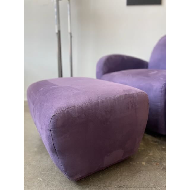 Textile 1980s Postmodern Purple Chair & Ottoman For Sale - Image 7 of 10