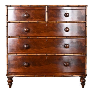 English 19th Century Mahogany & Faux Bamboo Chest For Sale