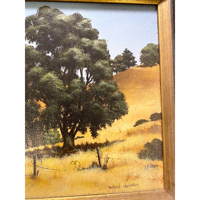 Goldenrod Mid 20th Century Richard Danskin Original Oil Painting Horse Farm Barn Rustic Landscape Carmel California For Sale - Image 8 of 12