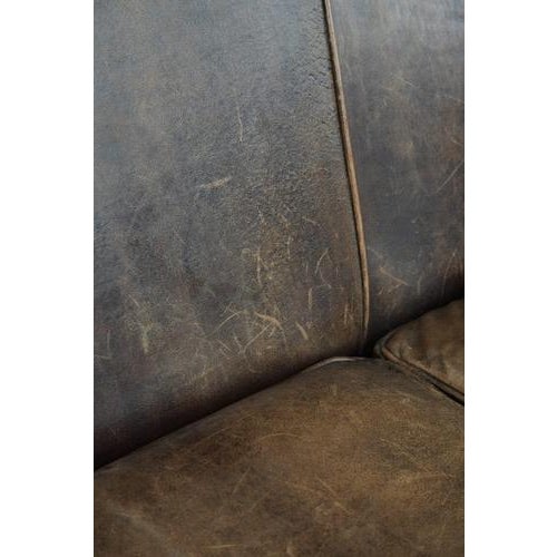 Vintage Two-Seater Sofa in Cognac-Colored Sheepskin Leather For Sale - Image 15 of 17