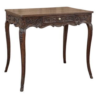 18th Century Liégeois Louis XV Hand Carved Oak End Table For Sale