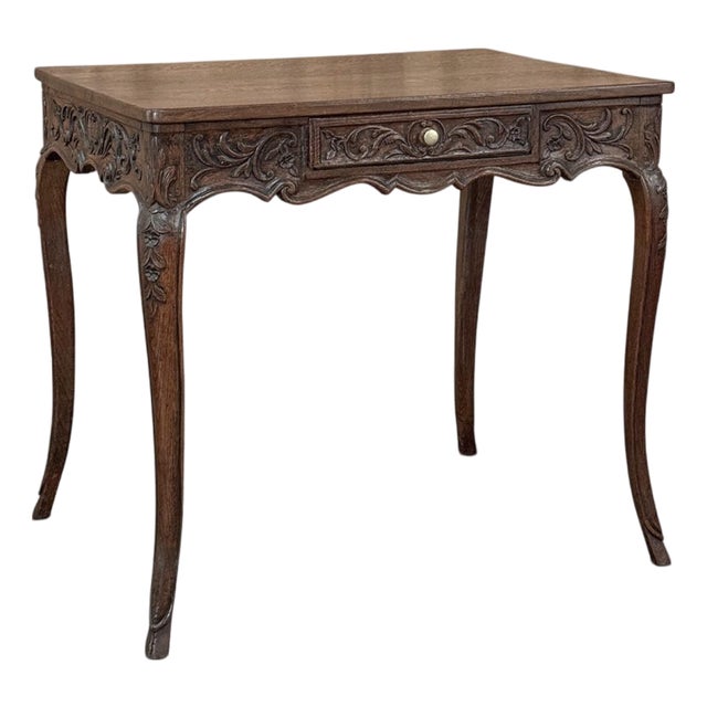 18th Century Liégeois Louis XV Hand Carved Oak End Table For Sale