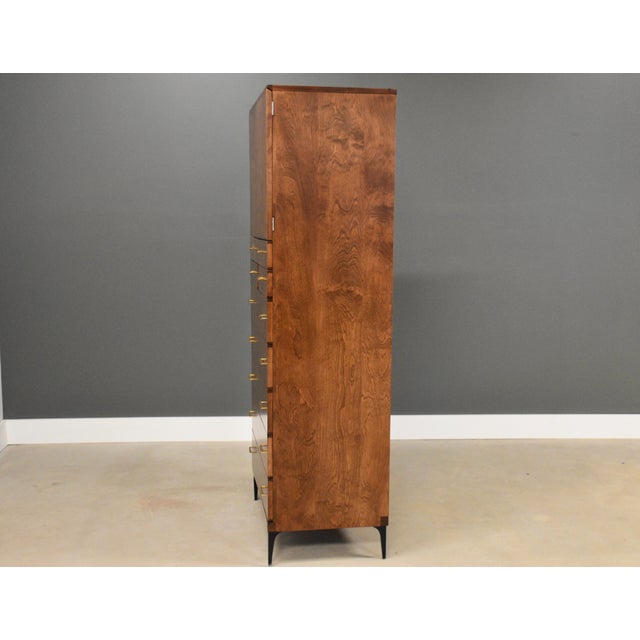 Brown 1960s Refinished Heywood Wakefield Contessa Armoire Dresser For Sale - Image 8 of 13