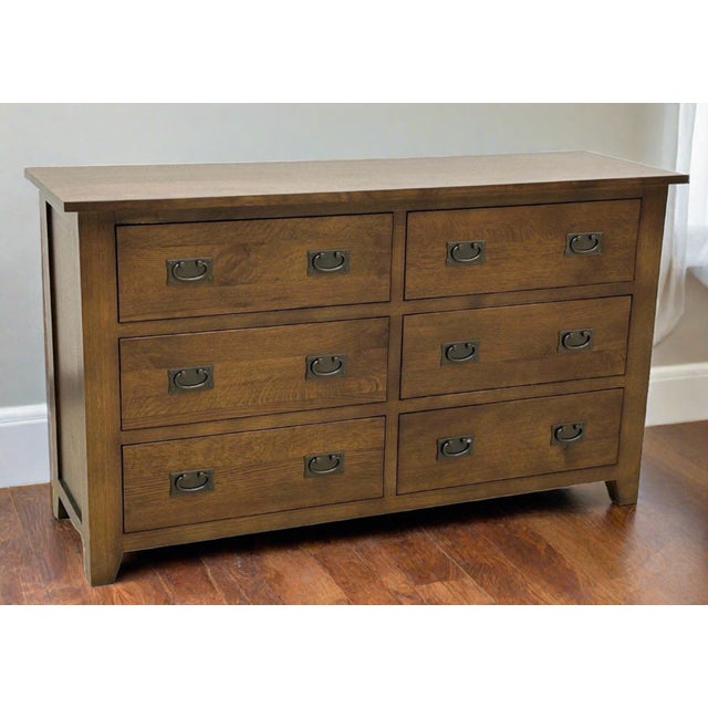 Brown Mission Quarter Sawn White Oak 1 Drawer Inlay End Table - Walnut Stain For Sale - Image 8 of 8