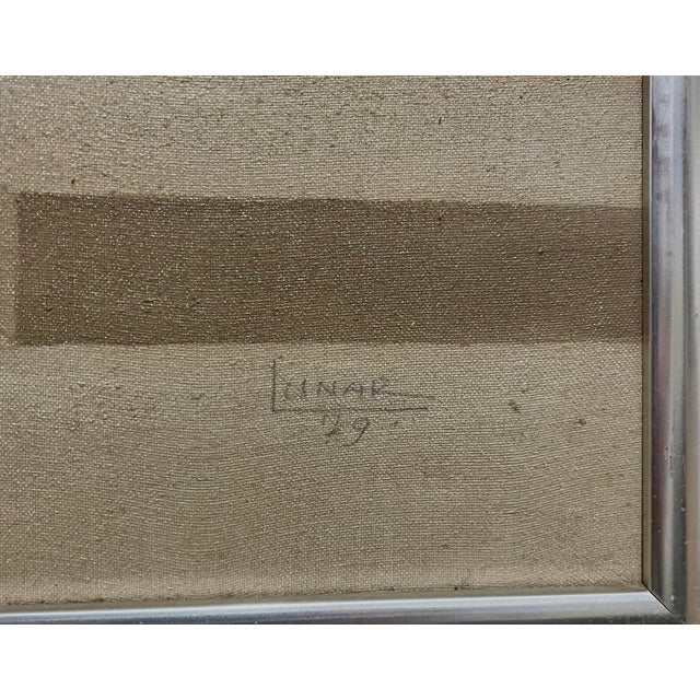 Textile Emerio Dario Lunar, Venezuelan Surrealism Architectural Oil Painting Emerio Lunar Latin American Art, 1979 For Sale - Image 7 of 7