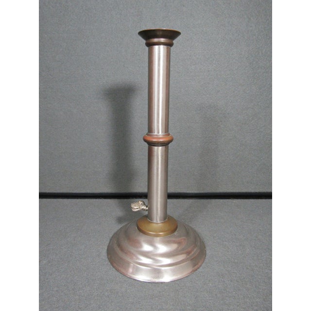 1920s Antique Mixed-Metal Push-Up Candlestick, Brass & Copper, 10.75"h For Sale - Image 5 of 8