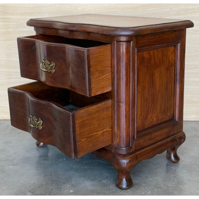 Late 19th Century Pair French Solid Walnut Night Stands with two drawers For Sale - Image 10 of 18