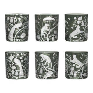 ARTEL Chinoiserie Collection Double Old Fashioned Glasses in Smoke, Set of 6 For Sale