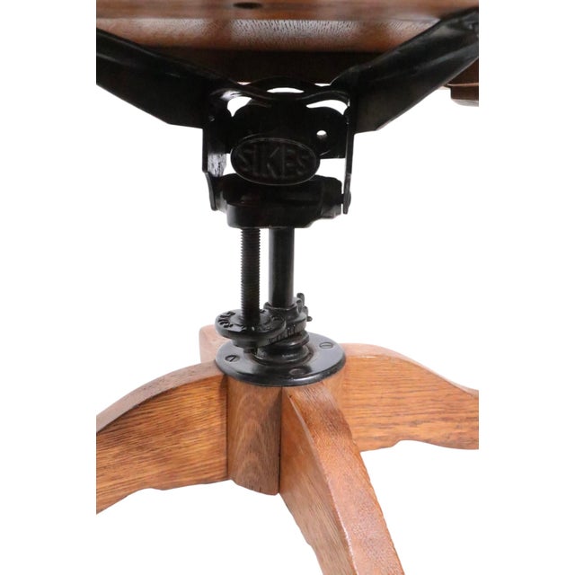 Antique Oak Swivel Tilt Desk Chair by Sikes C. 1920/40's For Sale - Image 11 of 16