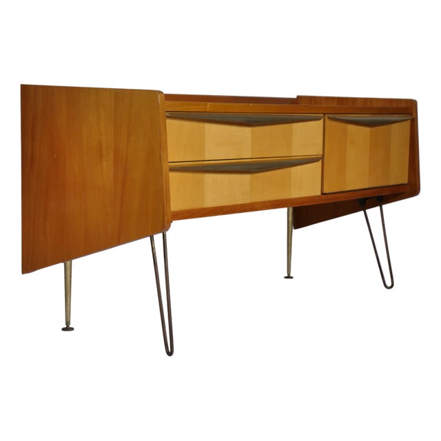 Italian Cherry Wood Lowboard with Original Hairpins, 1950s For Sale