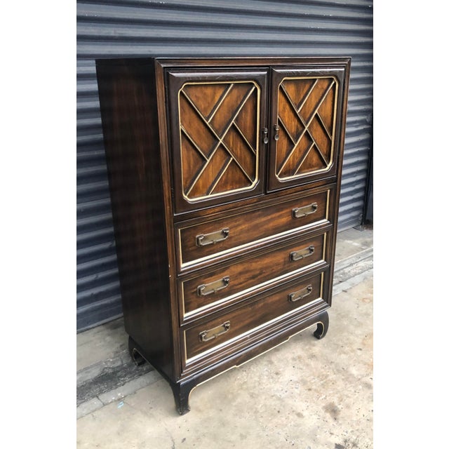 Mid Century Chinoiserie American Of Martinsville Tallboy Dresser
