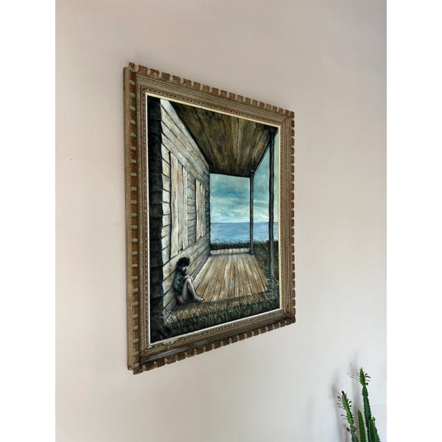 Cabin 70's Vintage Impressionist Figurative Landscape Oil Painting, Signed For Sale - Image 3 of 12