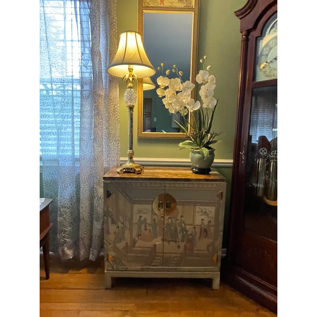 Vintage 1978 Drexel Heritage "Et Cetera" Chinoiserie Cabinet & Matching Mirror - 2 Piece Set (Model 584-835 & 584-836) For Sale - Image 17 of 17