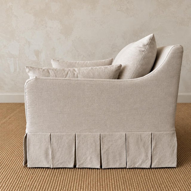Textile Parisian Chair Slip Covered in Belgian Linen- Oyster For Sale - Image 7 of 9