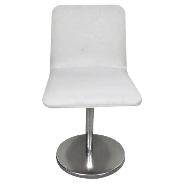 White Canvas Seat & Backrest Chairs with Chromed Steel Base, 1970s, Set of 4 For Sale