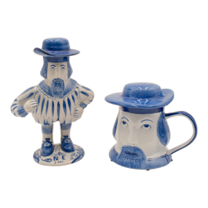 Pair of Royal Delft Colonial Williamsburg "Mr. Nobody" Ceramic Items Mug & Decanter