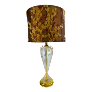 Elegant Hand Blown Iridescent Clear Glass Table Lamp