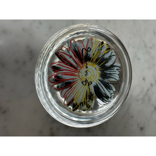 Andy Warhol Andy Warhol Rosenthal Daisies Black/Yellow/Red Paperweight 3.35”, 487g Orig Box For Sale - Image 4 of 8