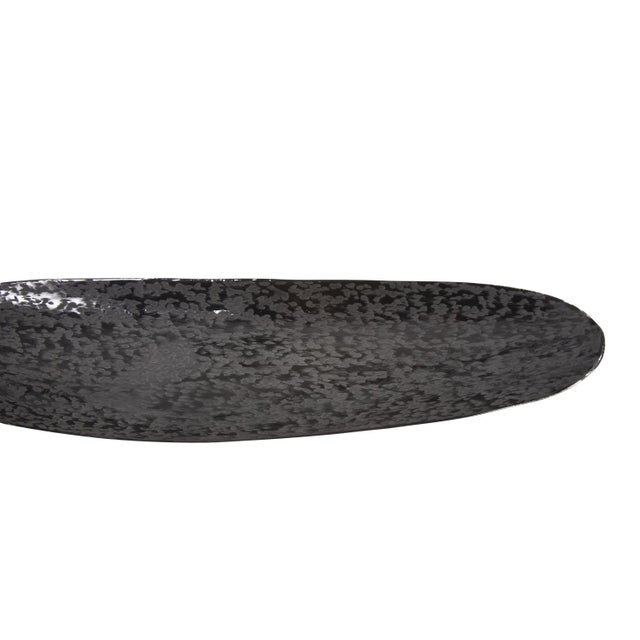 Chiseled Texture Black Iron Elongated Tray- Small For Sale In Chicago - Image 6 of 10