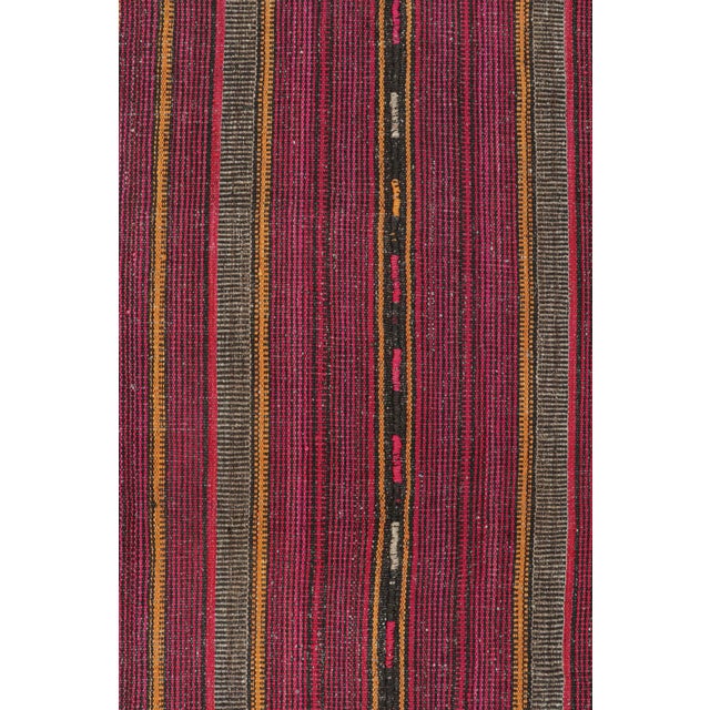 Tribal 1950s Vintage Palas Persian Kilim in Pink and Ochre Stripes, From Rug & Kilim - 2'11''x10'11'' For Sale - Image 3 of 7