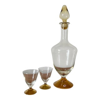Mid-Century Modern Glass Cordial Decanter Set, Italian Design, 1960s For Sale