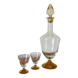 Mid-Century Modern Glass Cordial Decanter Set, Italian Design, 1960s