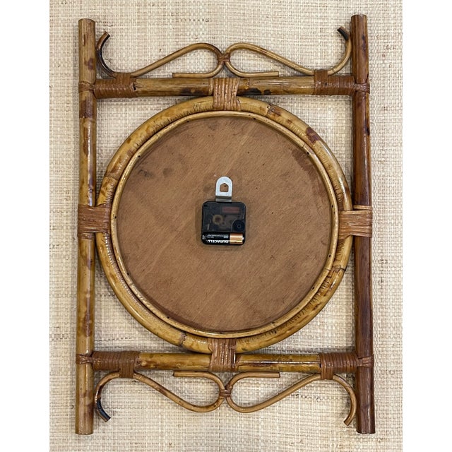 Vintage Tortoise Rattan Bamboo Wall Clock For Sale In Miami - Image 6 of 7