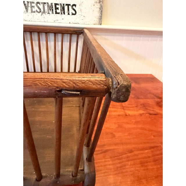 Large Antique Oak Slat Market Basket | Primitive General Store Produce Display Crate | Mission Style Farmhouse Storage For Sale - Image 10 of 17