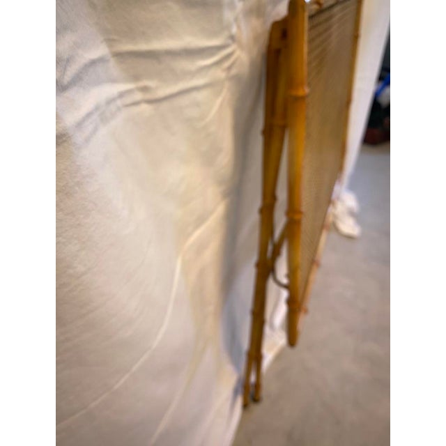 Brown Vintage Metal Faux Bamboo & Faux Cane Collapsible Table For Sale - Image 8 of 9