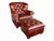 1980s Churchill Tufted Leather Armchair & Ottoman, Newly Dyed, Restoration Hardware Style For Sale - Image 5 of 15