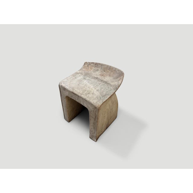 Andrianna Shamaris Sculptural Teak Wood Chair or Side Table For Sale - Image 12 of 18