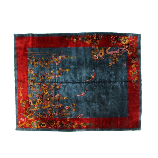 Vintage Art Deco Chinese Rug - 8'9" X 11'4" For Sale