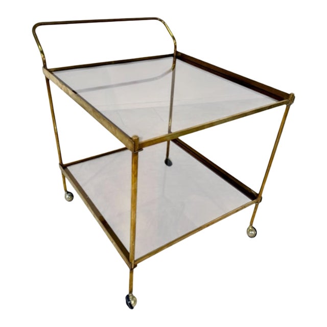 Italian Brass and Smoked Glass Bar Cart, 1970s For Sale
