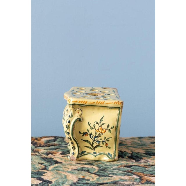 18th Century Faience Yellow and Blue Commode Bough Pot from Nevers For Sale - Image 4 of 11