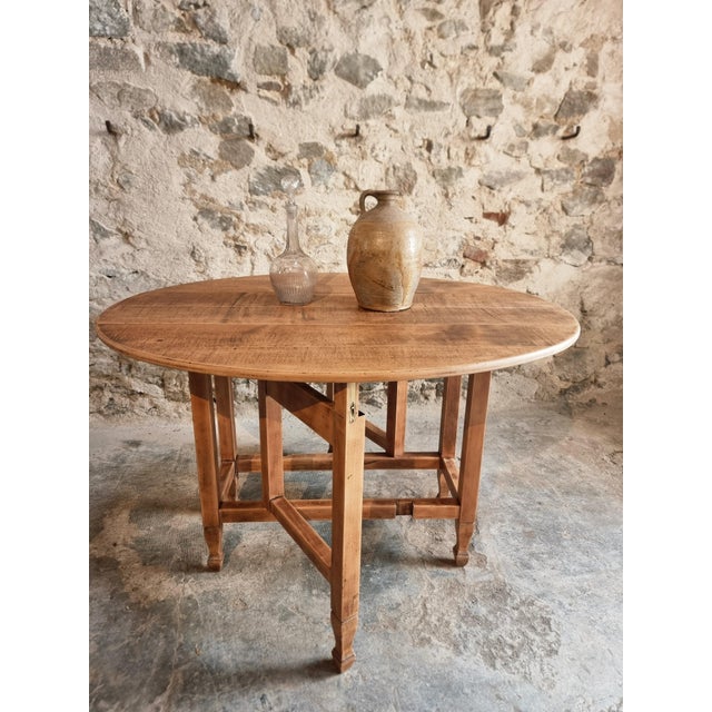 Vintage French Gateleg Table Oval Drop-Leaf Dining Table, France, 1950 For Sale - Image 6 of 18