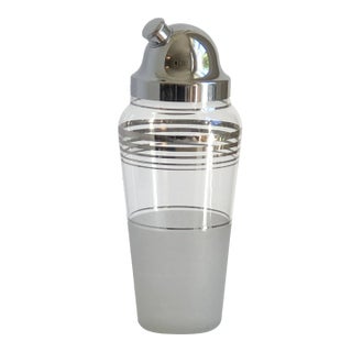Mid 20th Century Mid-Century Modern Silver-Banded Glass Cocktail Shaker For Sale