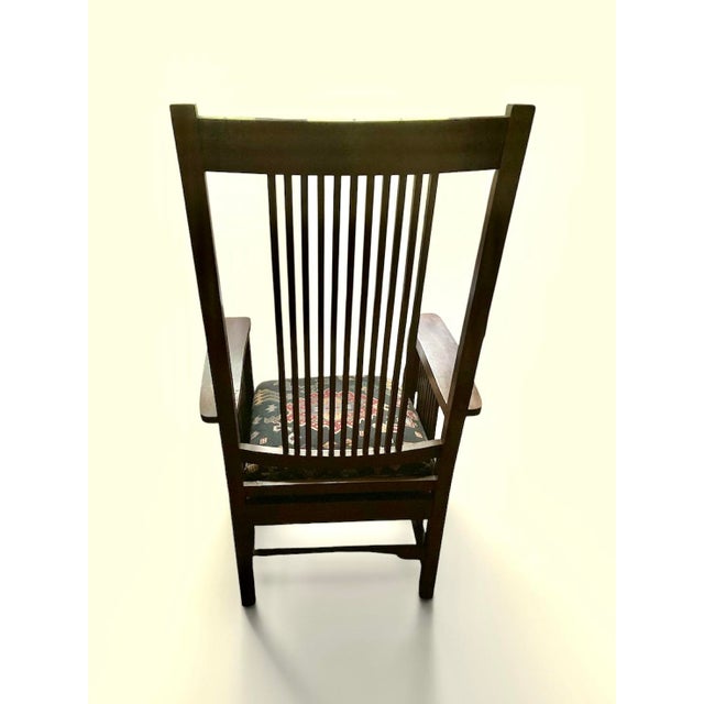 Set of 6 Stickley Mission Oak Arm Chairs With Cushions For Sale In Sacramento - Image 6 of 8