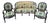 Louis-Philippe Living Room Sofa and Armchairs in Rosewood and Floral Fabric, Set of 3 For Sale