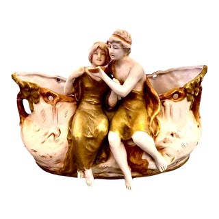 Antique Royal Dux Bohemia E Mark Porcelain Jardiniere For Sale