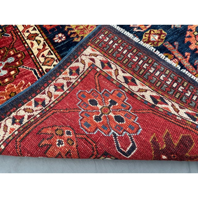 Textile Shabby Chic Persian Navy/Orange Kafkaz Rug 8'2 X 10'0 For Sale - Image 7 of 10