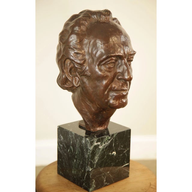 Lawrence Ludtke 1980's Bronze Bust Portrait For Sale - Image 4 of 13
