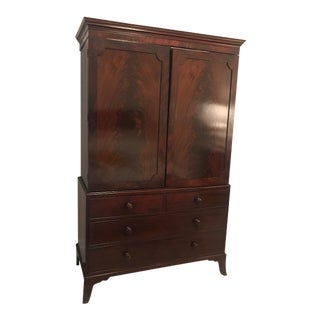 Antique English Mahogany Linen Press, Circa1840 For Sale