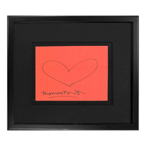 Romero Britto, Heart, Original Drawing, Hand Signed, Dedicated on Verso, Pop Art, Framed