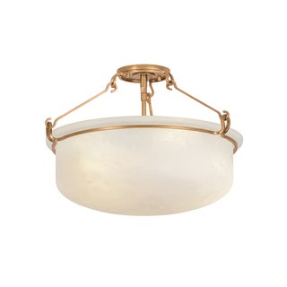 Hudson Valley Lighting Lowerre 21.75 in. 3 Light Semi Flush in Patina Gold Leaf Finish For Sale
