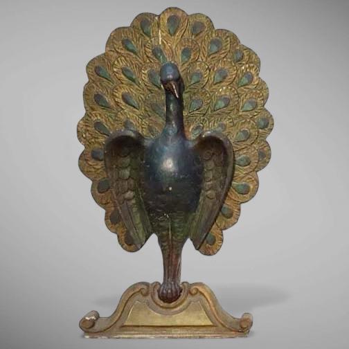 Art Nouveau Pair of Late 19th Century Architectural Carved Peacocks For Sale - Image 3 of 3